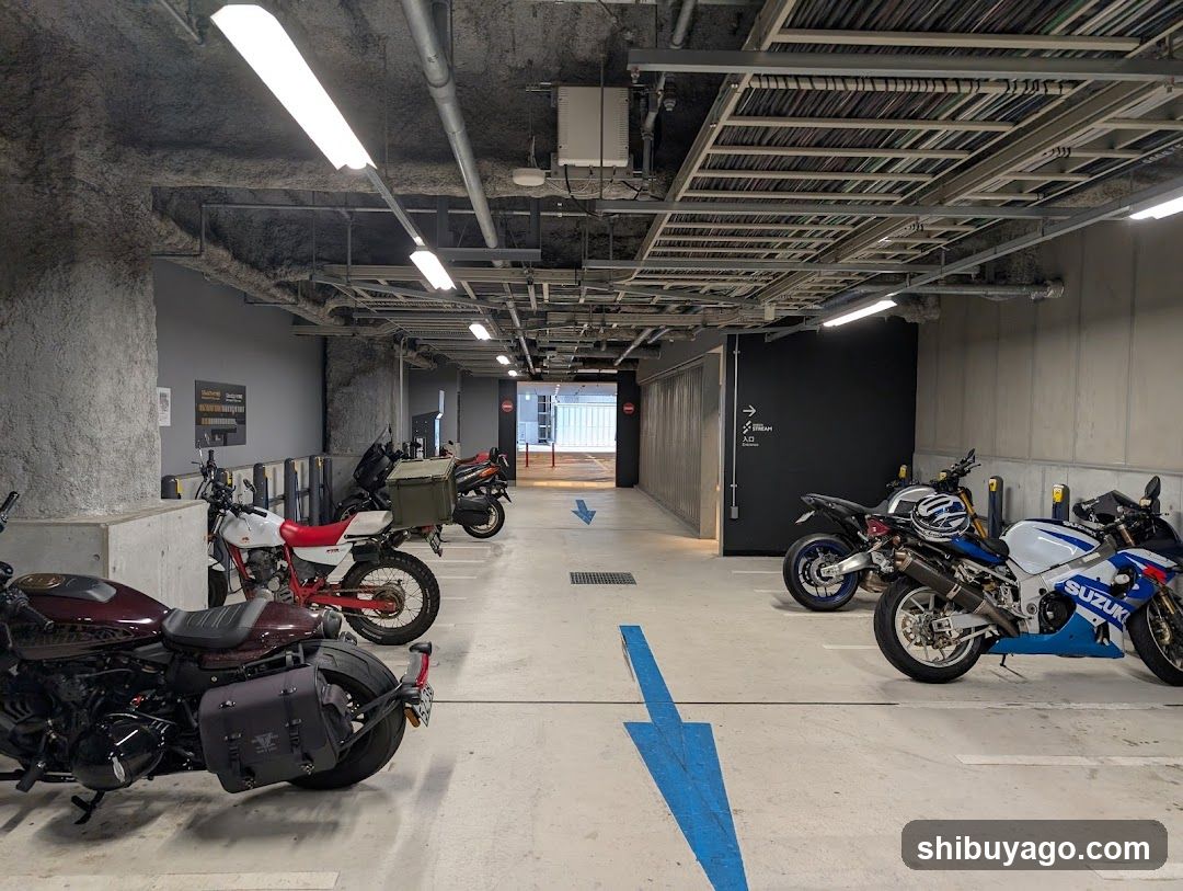 Motorcycle Parking Garage Interior