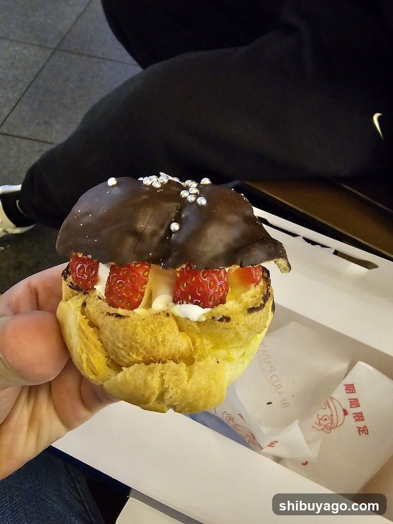 Strawberry Cream Puff with Chocolate Shell