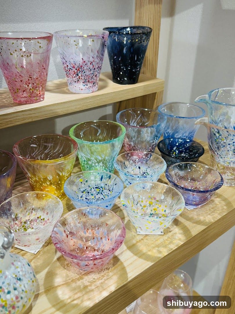Colorful Glassware Display