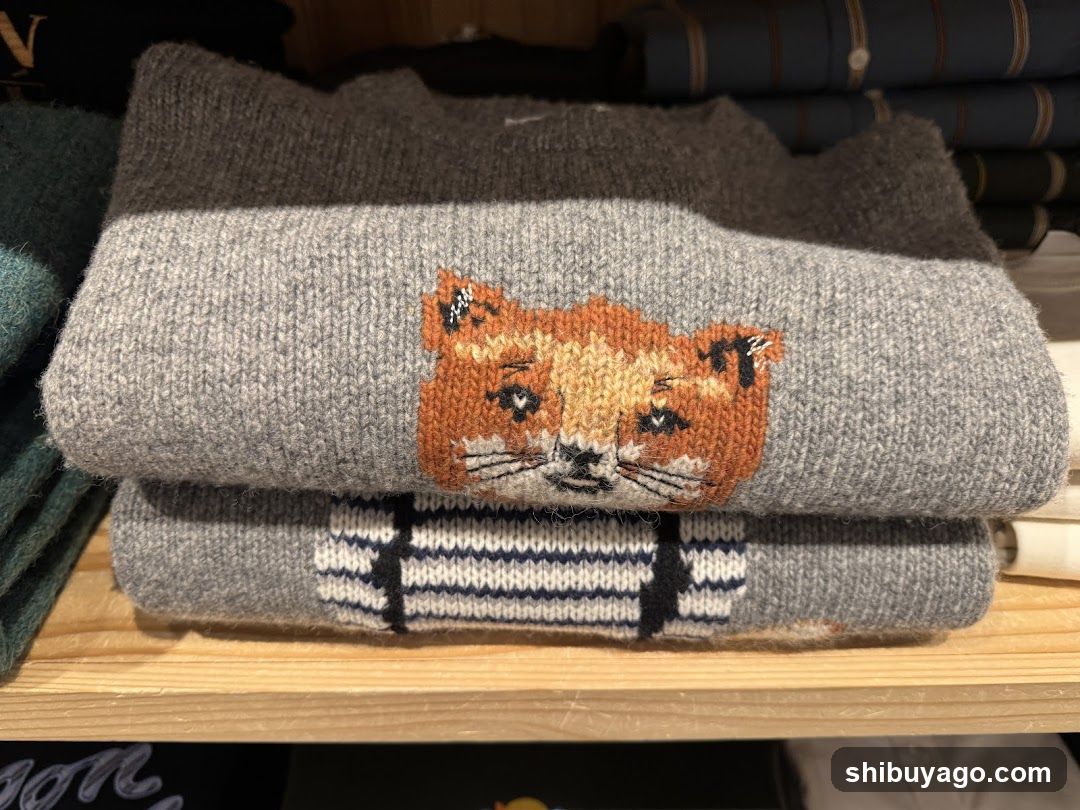 Knitted Sweater with Fox Design
