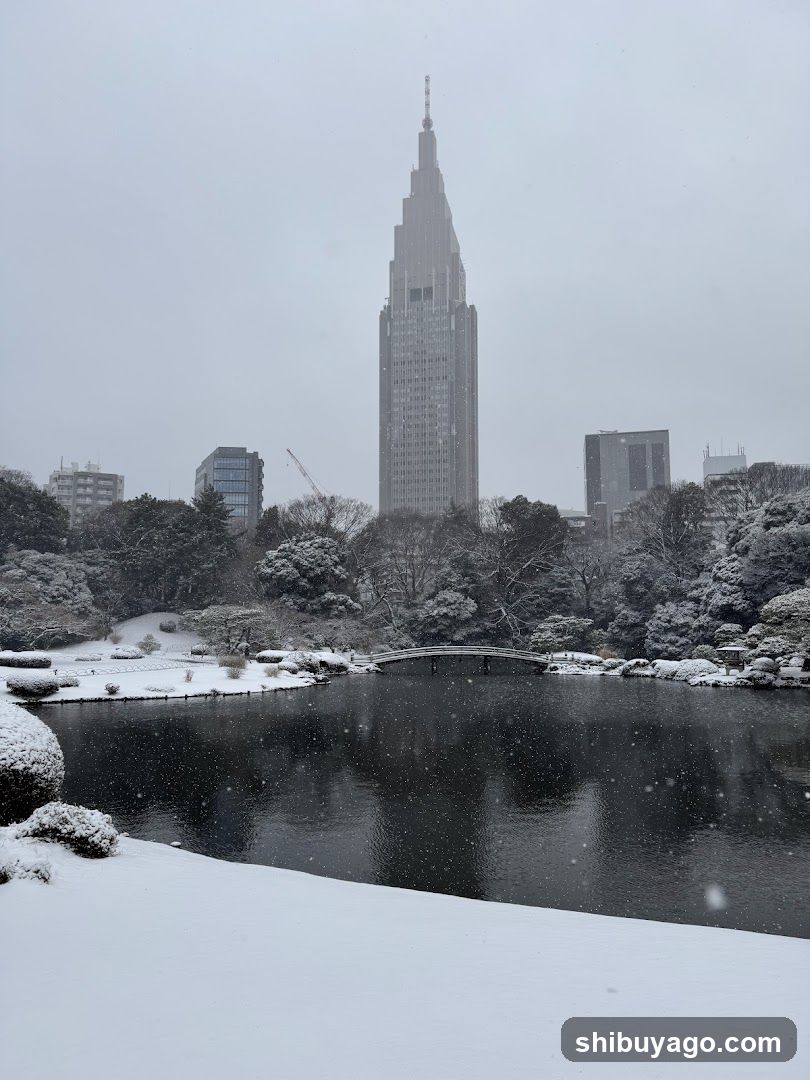 Snowy Cityscape with Tower