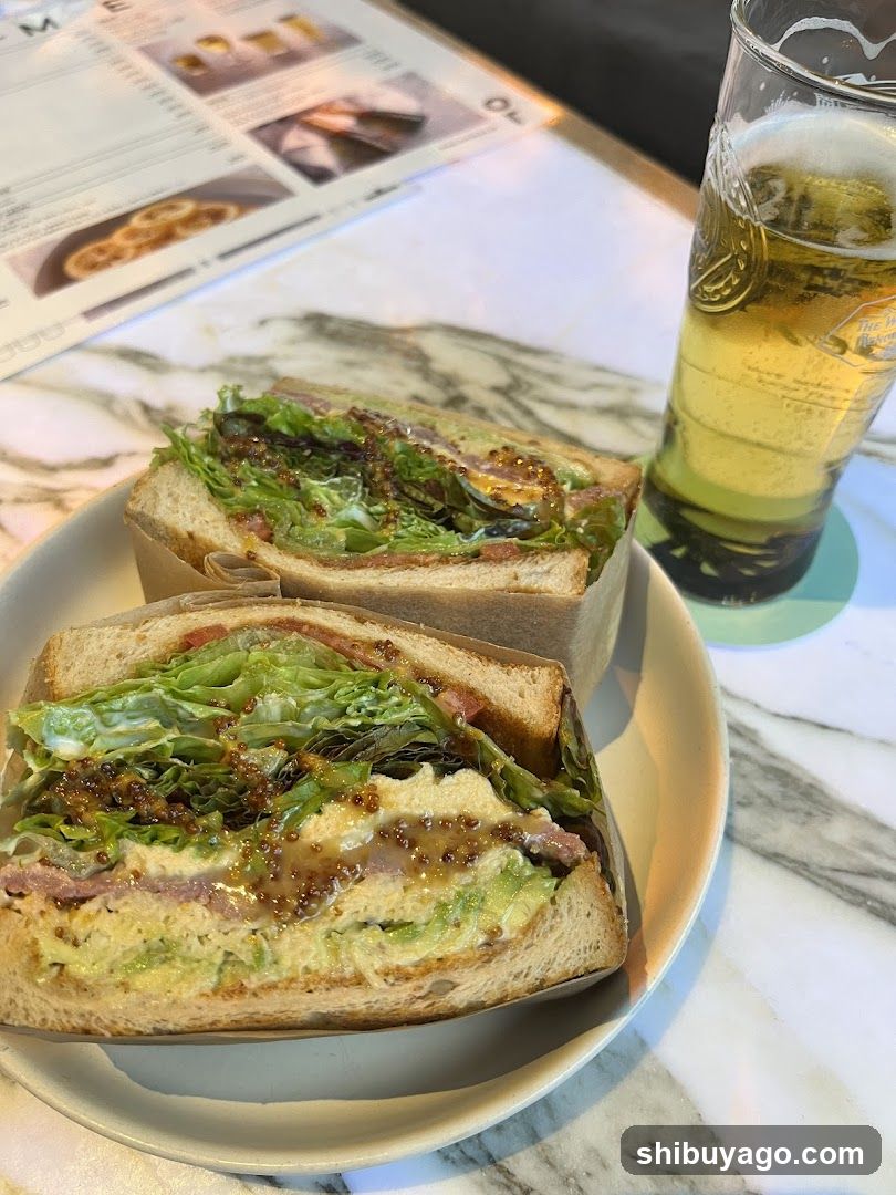 Sandwich and Beer at Cafe