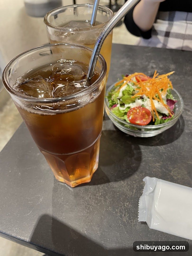 Iced Coffee and Salad