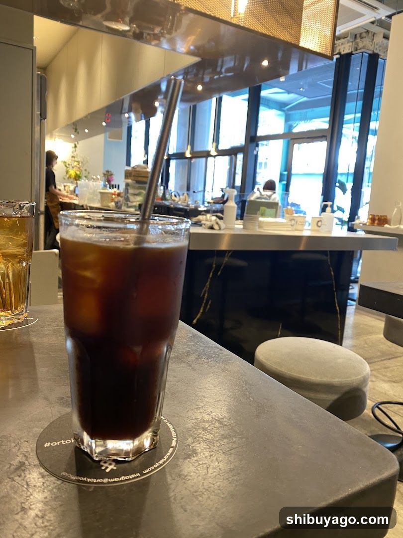 Iced Coffee at Modern Cafe Interior
