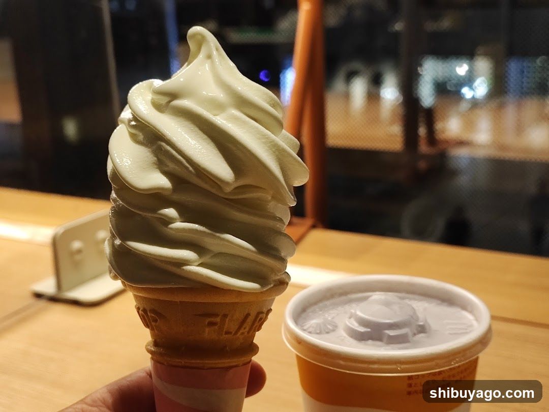 Soft-serve ice cream cone and cup