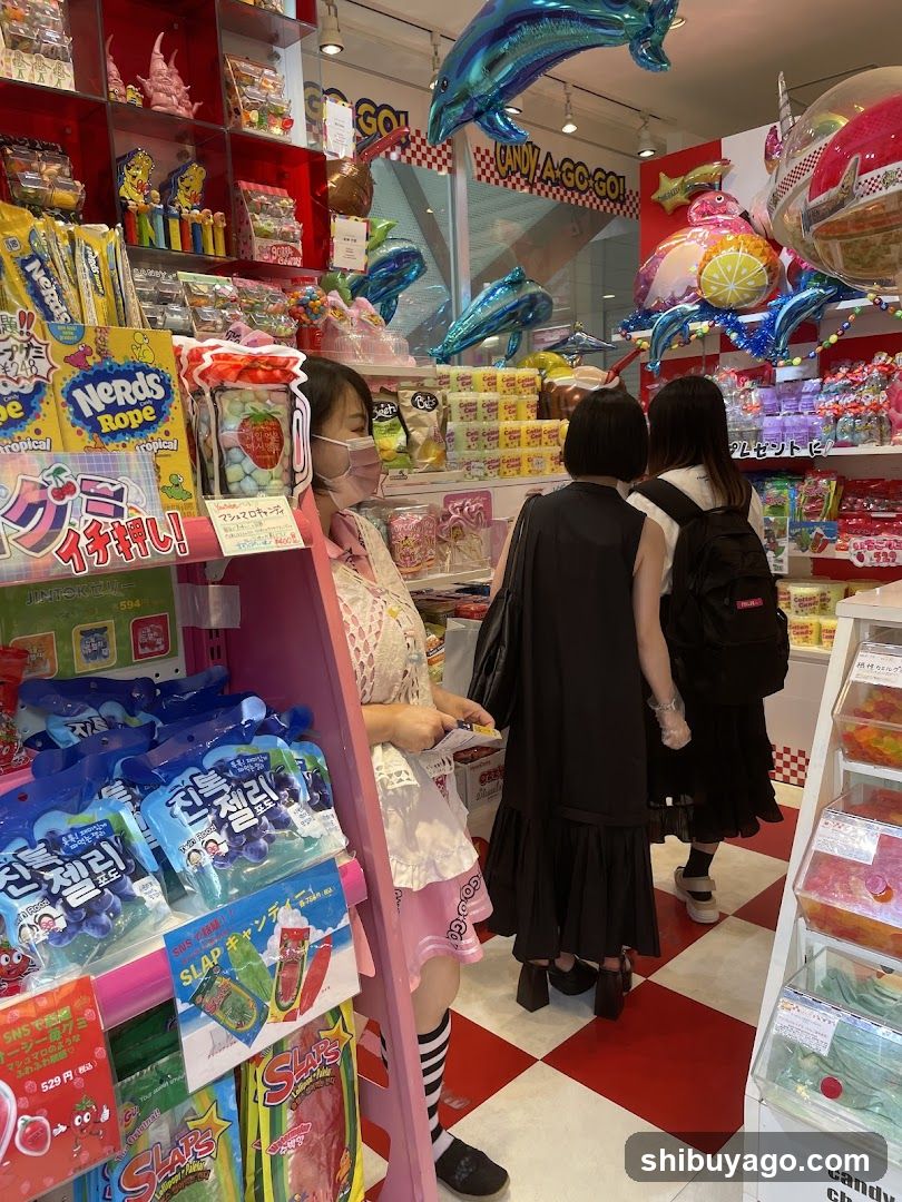 Candy Store Interior with Shoppers