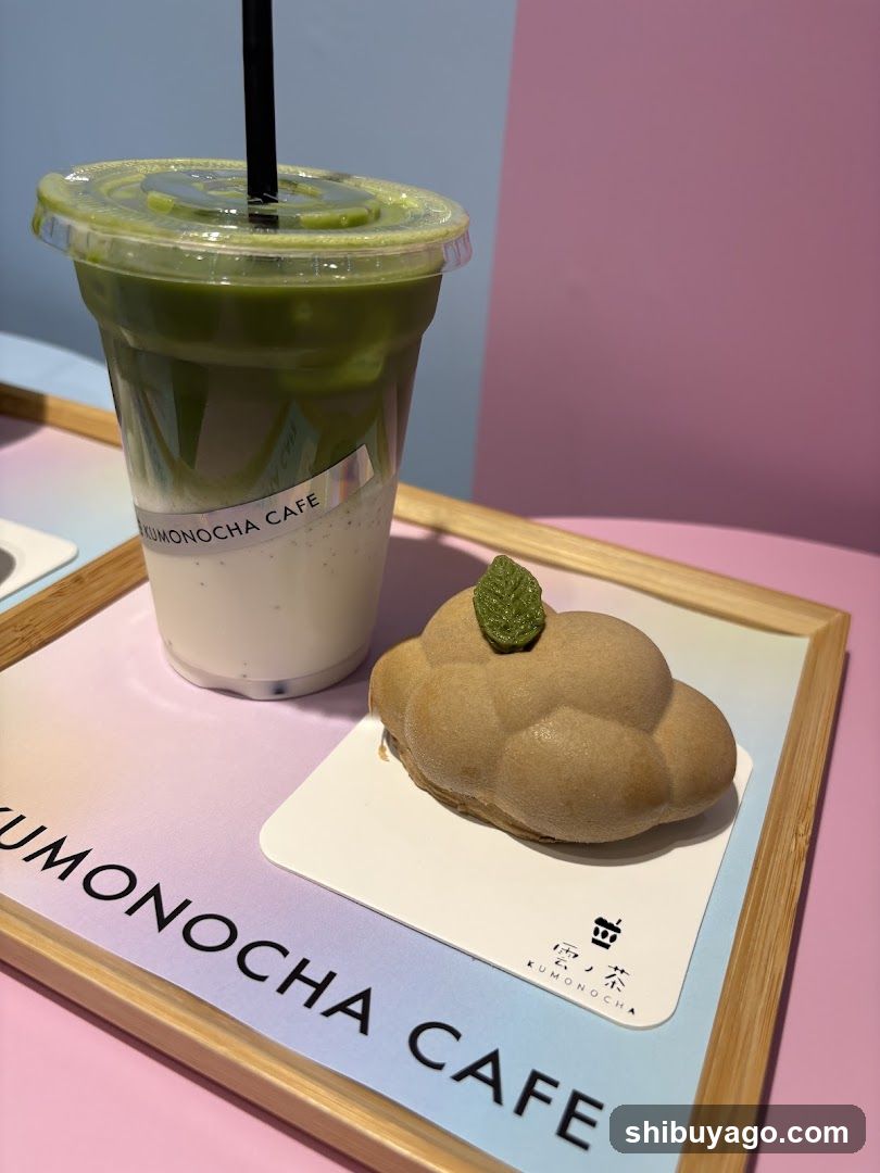 Matcha Drink and Pastry at KumonoCha Cafe