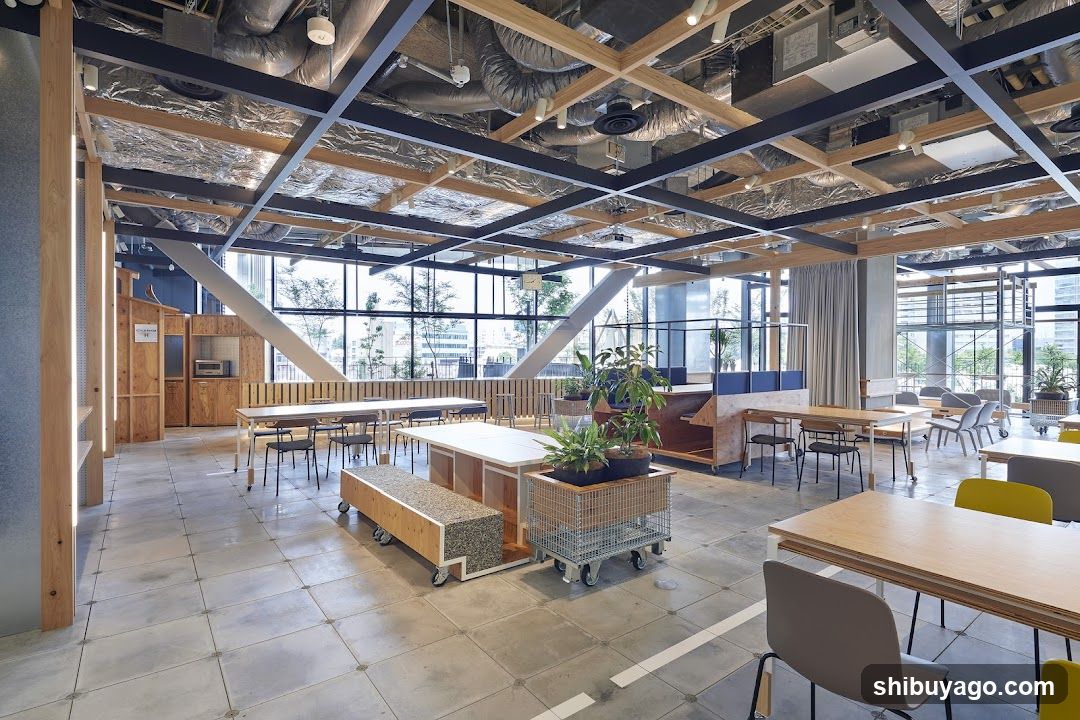 Modern Interior Space with Tables and Plants