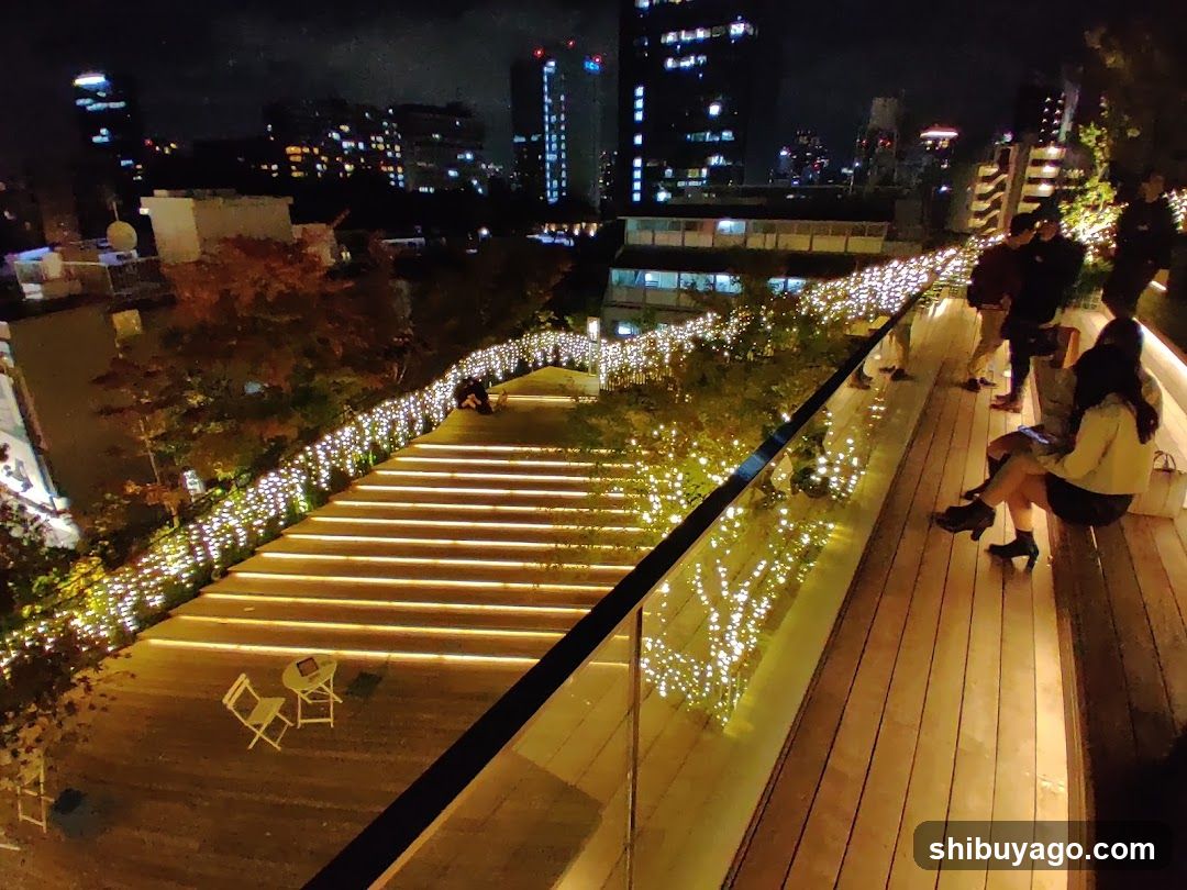 Night Rooftop Terrace with String Lights
