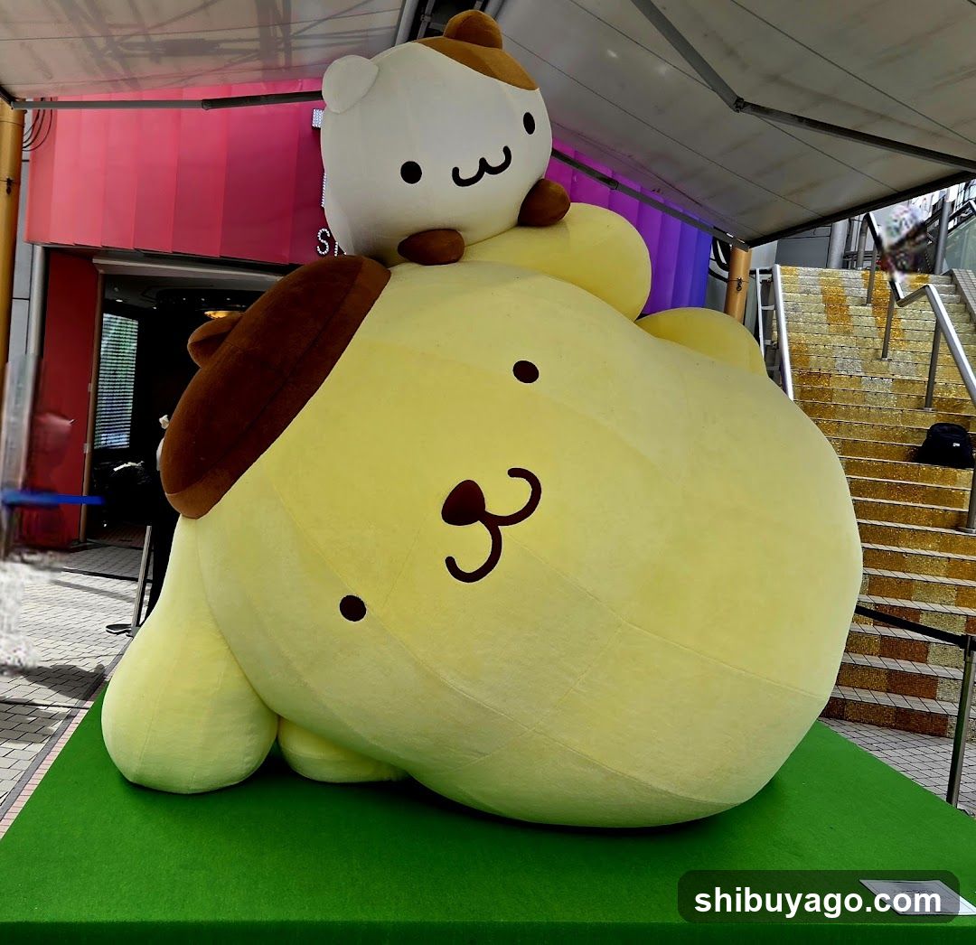 Pompompurin and Cinnamoroll plush display