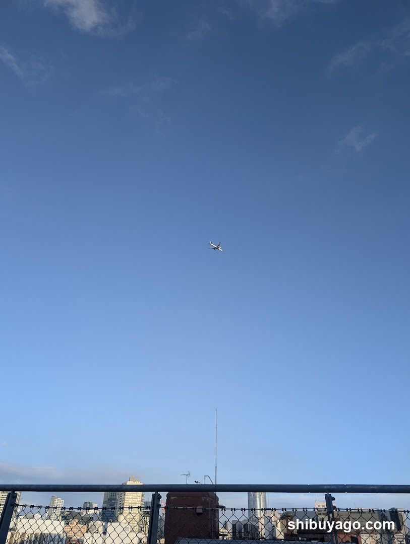 Airplane in Sky Over Cityscape