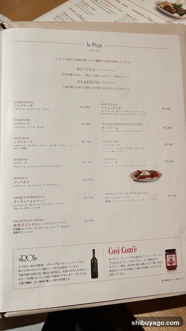 La Pizza Menu