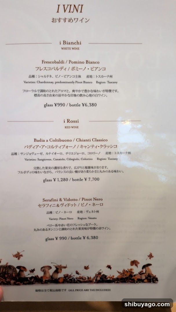 Wine Menu - I Vini