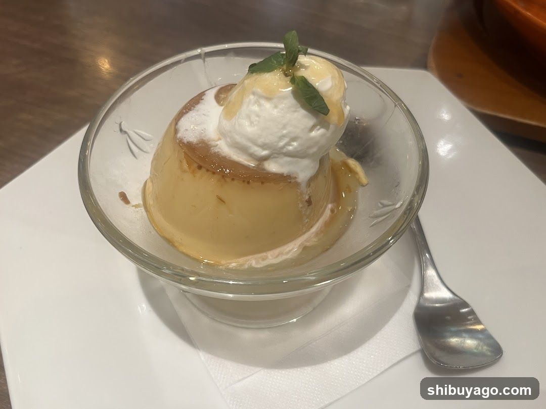 Caramel Pudding with Ice Cream