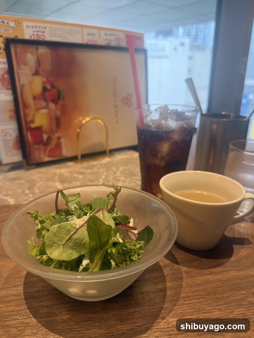 Salad and Drinks at Cafe
