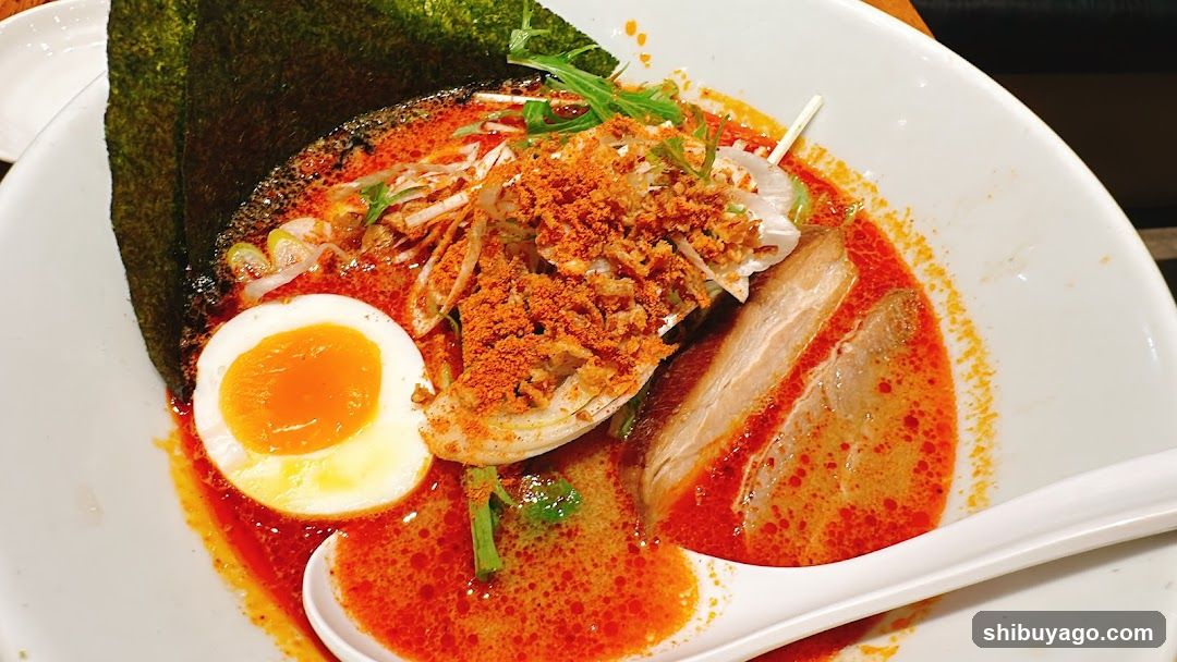 Spicy Ramen Bowl with Soft-Boiled Egg and Nori