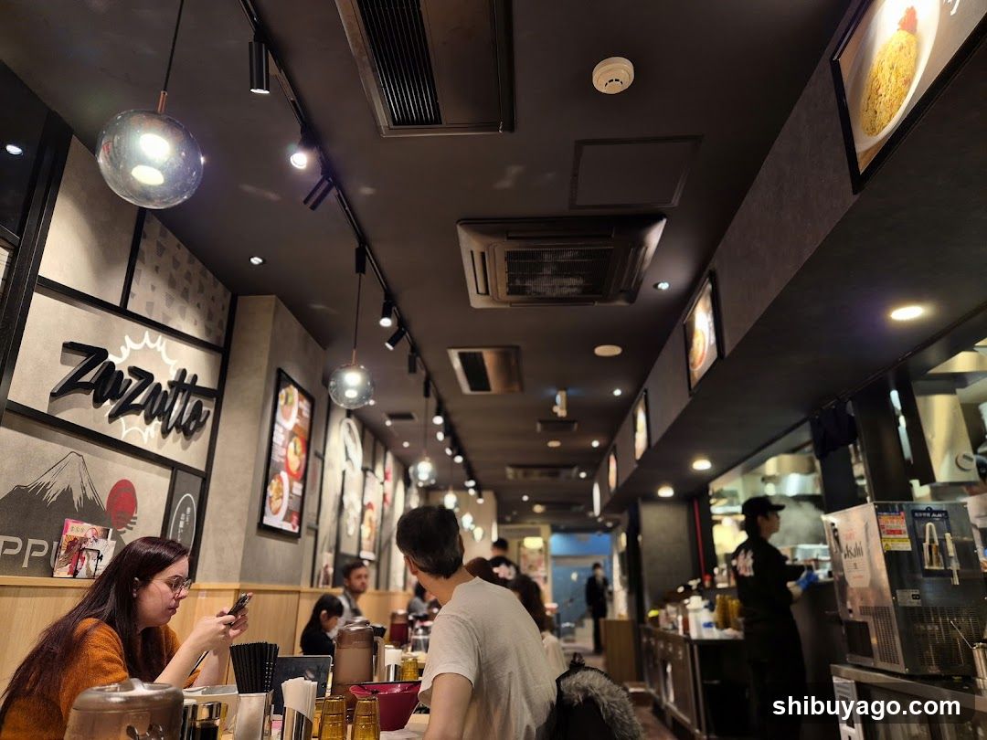 Restaurant Interior with Customers and Staff