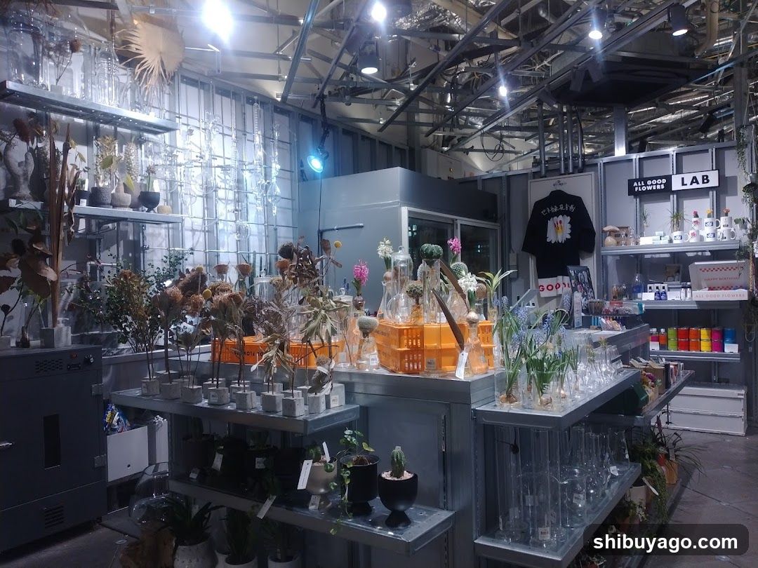 Interior of a plant and glass shop