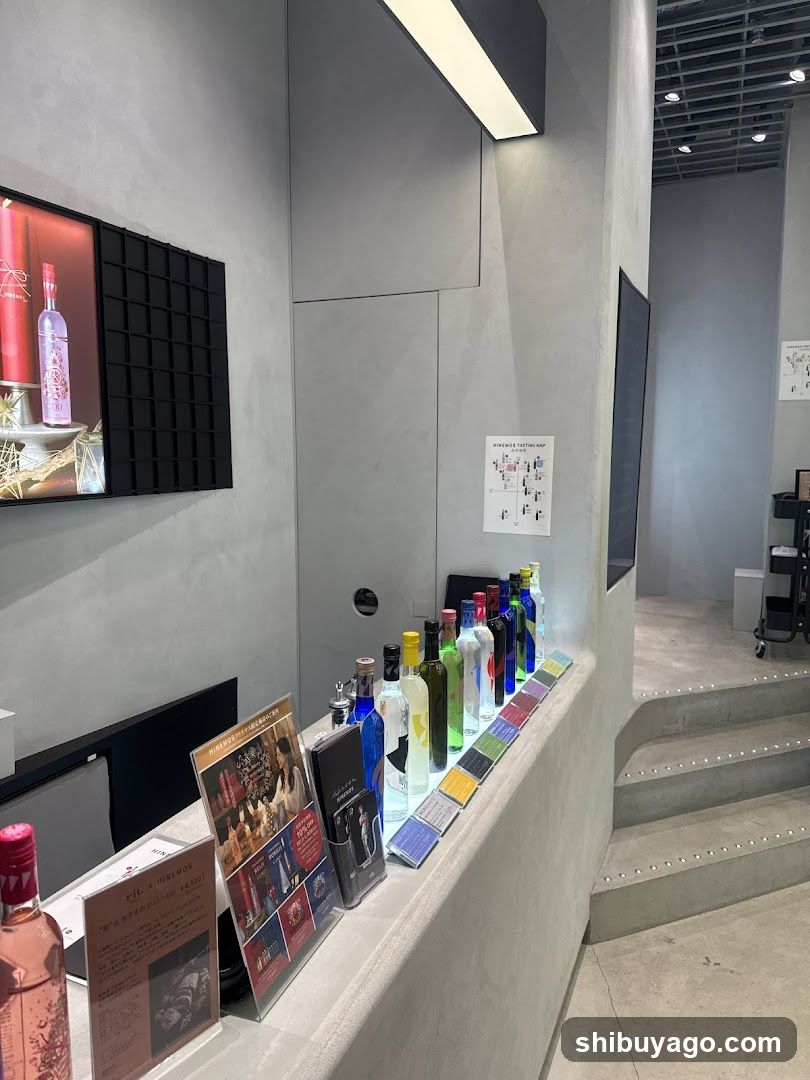 Interior display with bottles and brochures