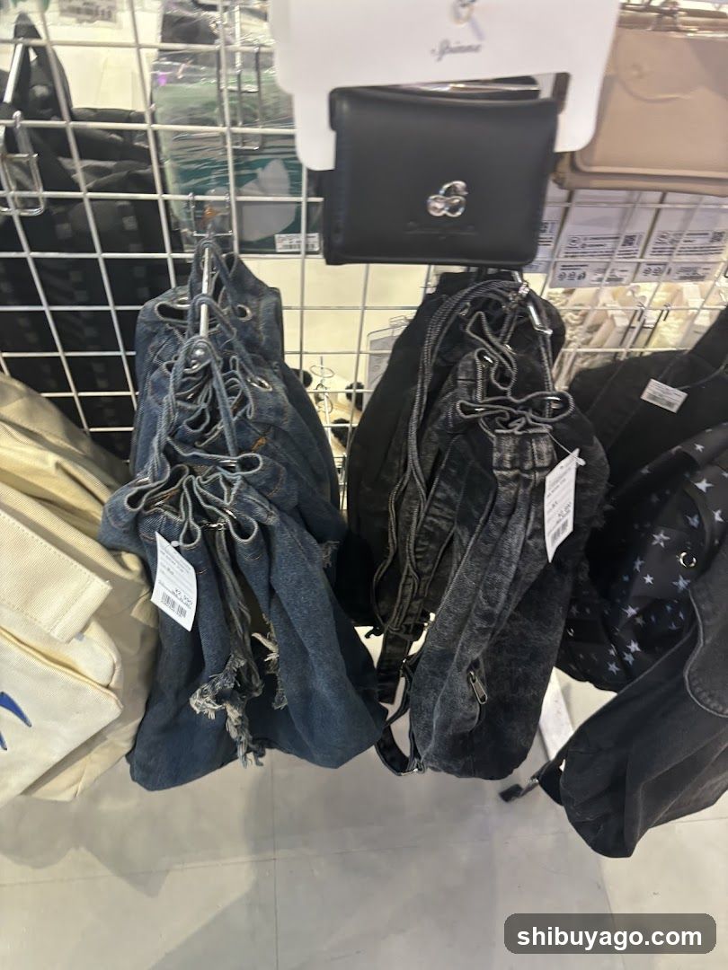 Denim Backpacks Display