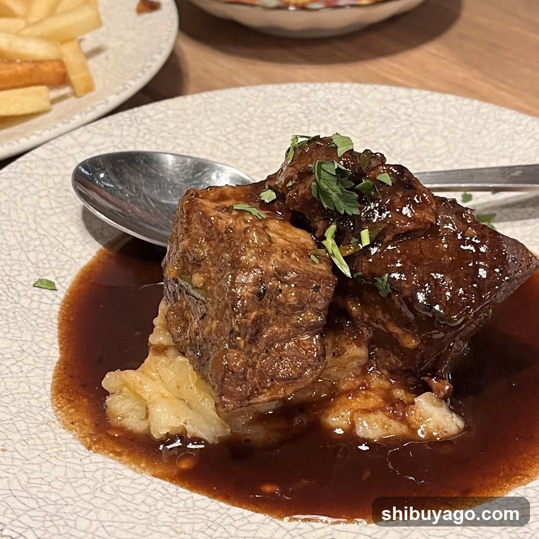 Stew with Mashed Potatoes and Fries