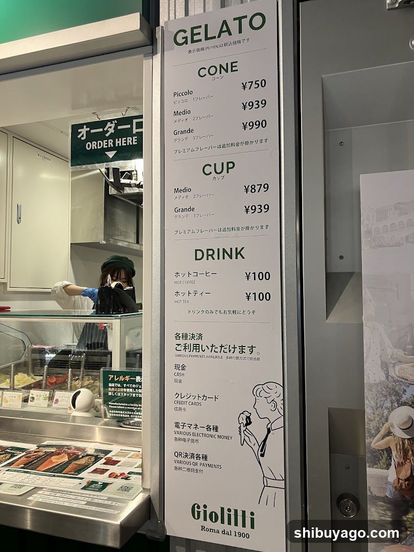 Gelato Shop Interior and Menu Board