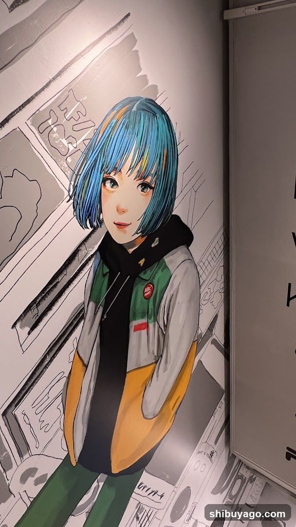 Anime-style character mural