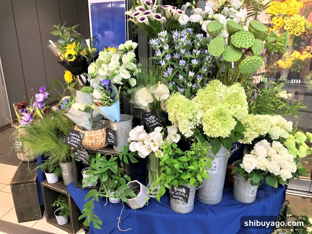 Flower Display at Shop Entrance