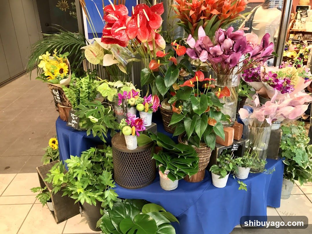 Flower Display at Shop Entrance
