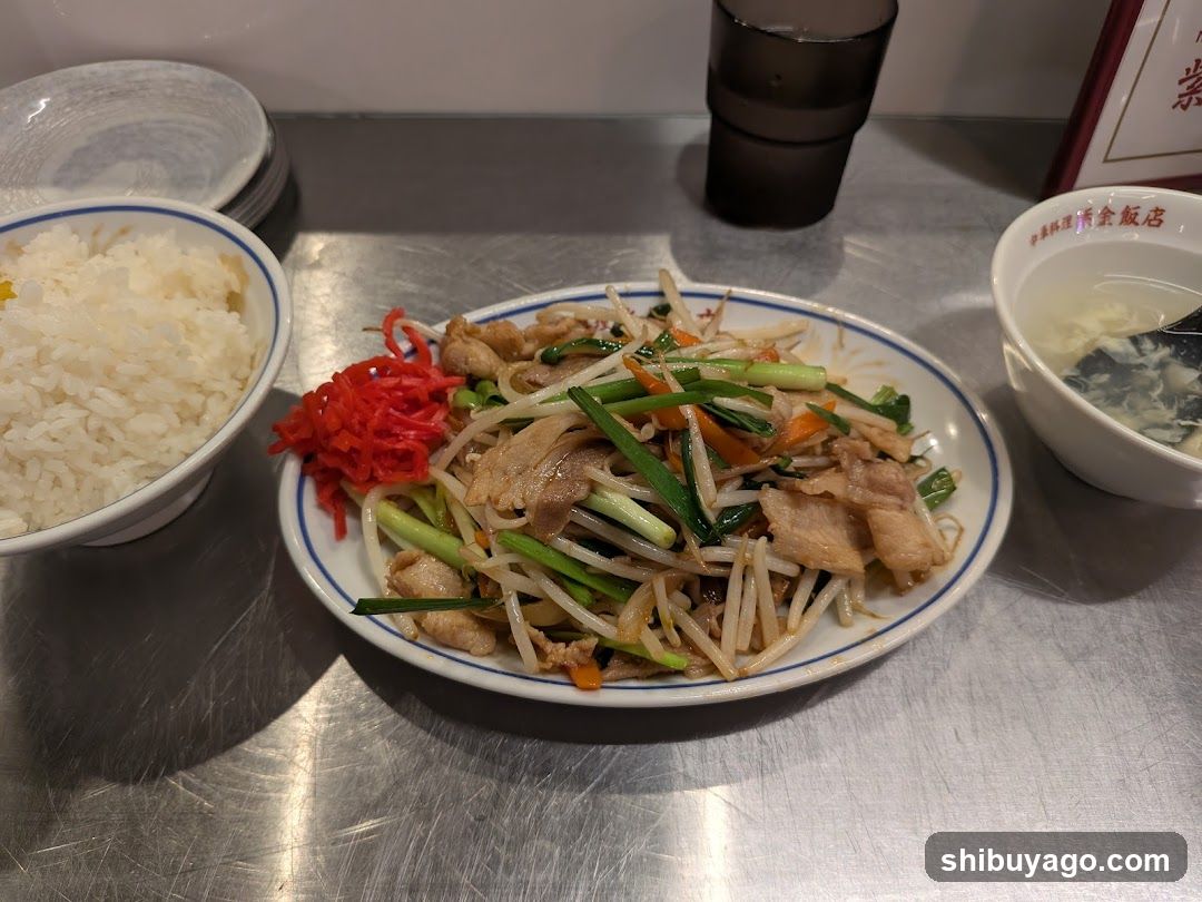 Chinese Stir Fry with Rice and Soup