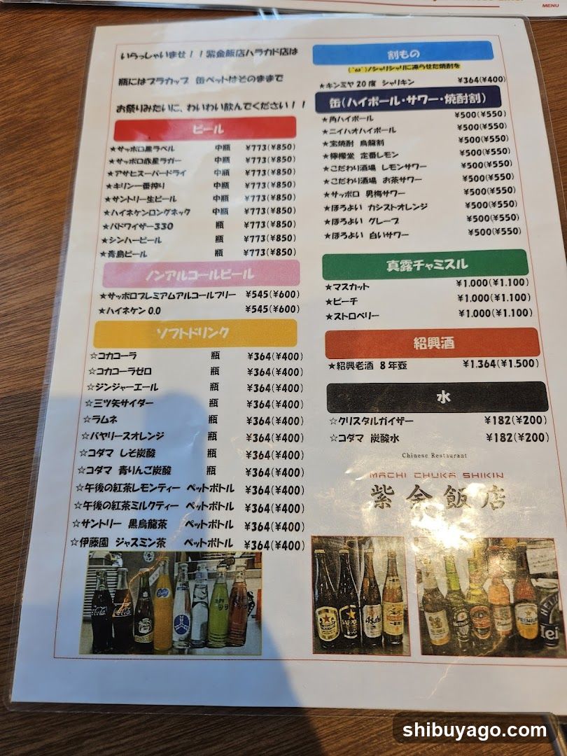 Machi Chukin Shikun Menu