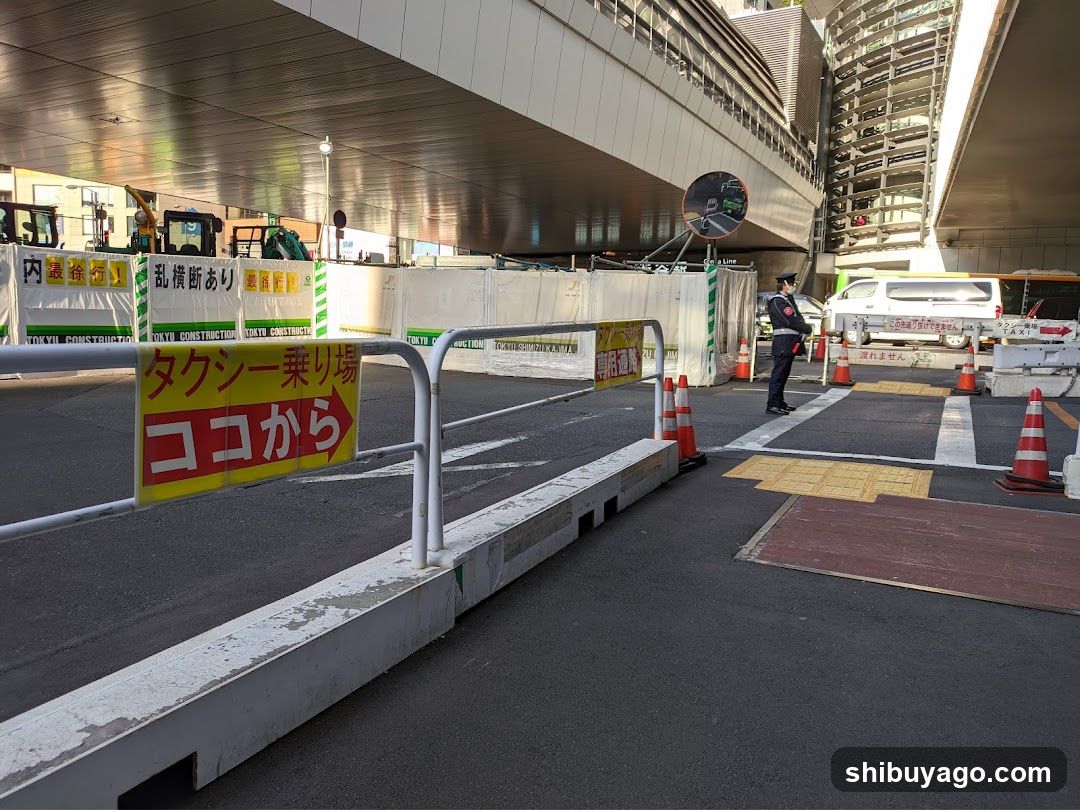 Taxi Stand Area with Construction Signs