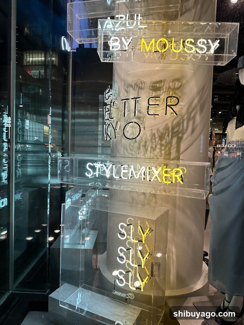 Storefront Display with Neon Signs
