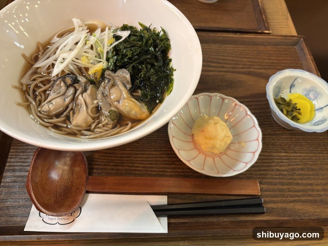 Soba Noodle Bowl with Oysters and Greens