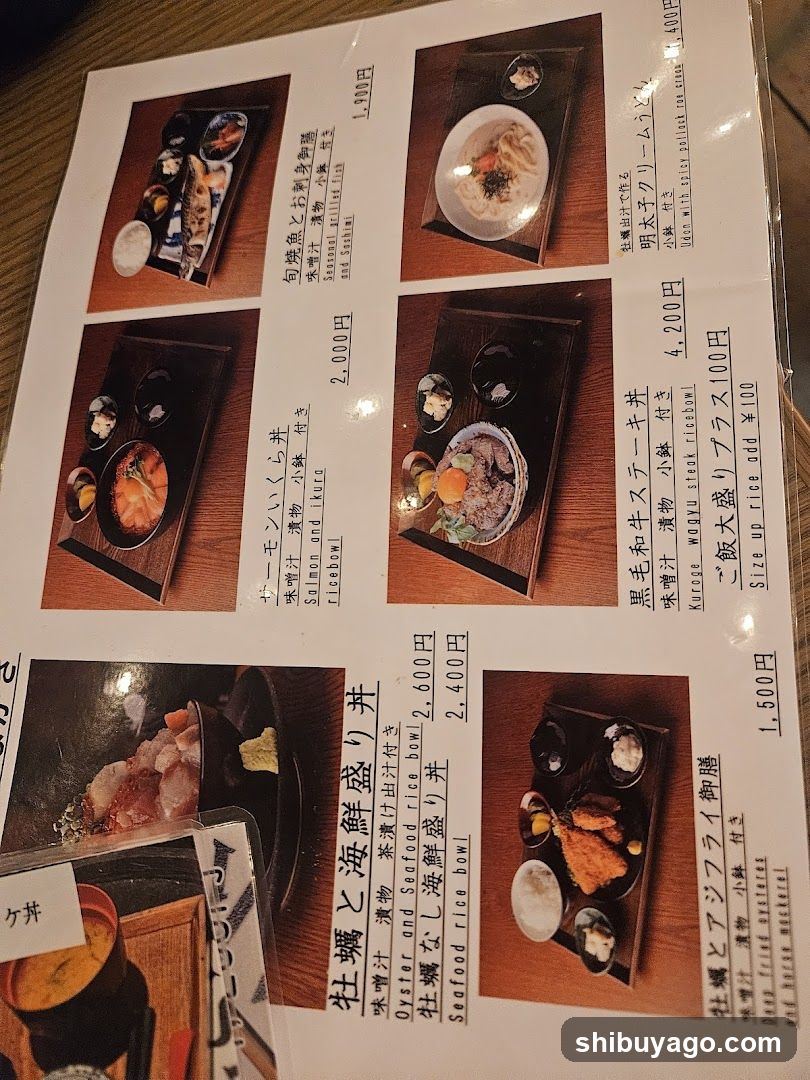 Japanese Restaurant Menu Page