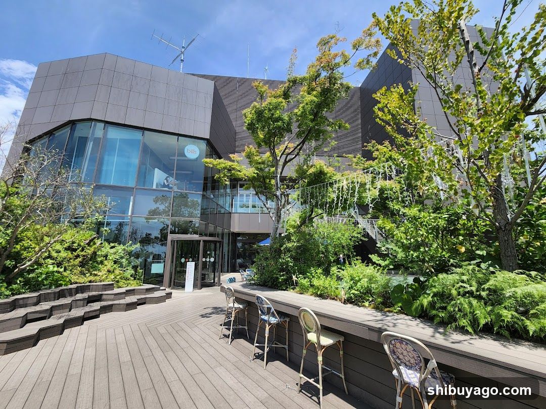 Outdoor seating area near modern building