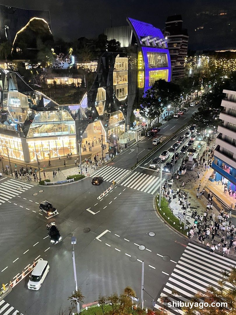 Night View of a Busy Urban Intersection