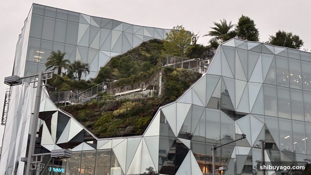 Geometric Glass Building with Green Roof