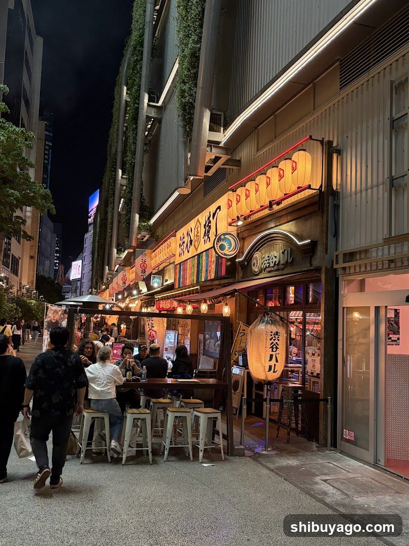 Night Street Scene with Outdoor Dining