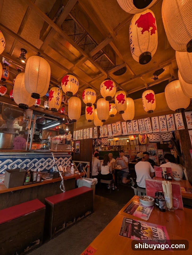 Japanese Restaurant Interior with Lanterns