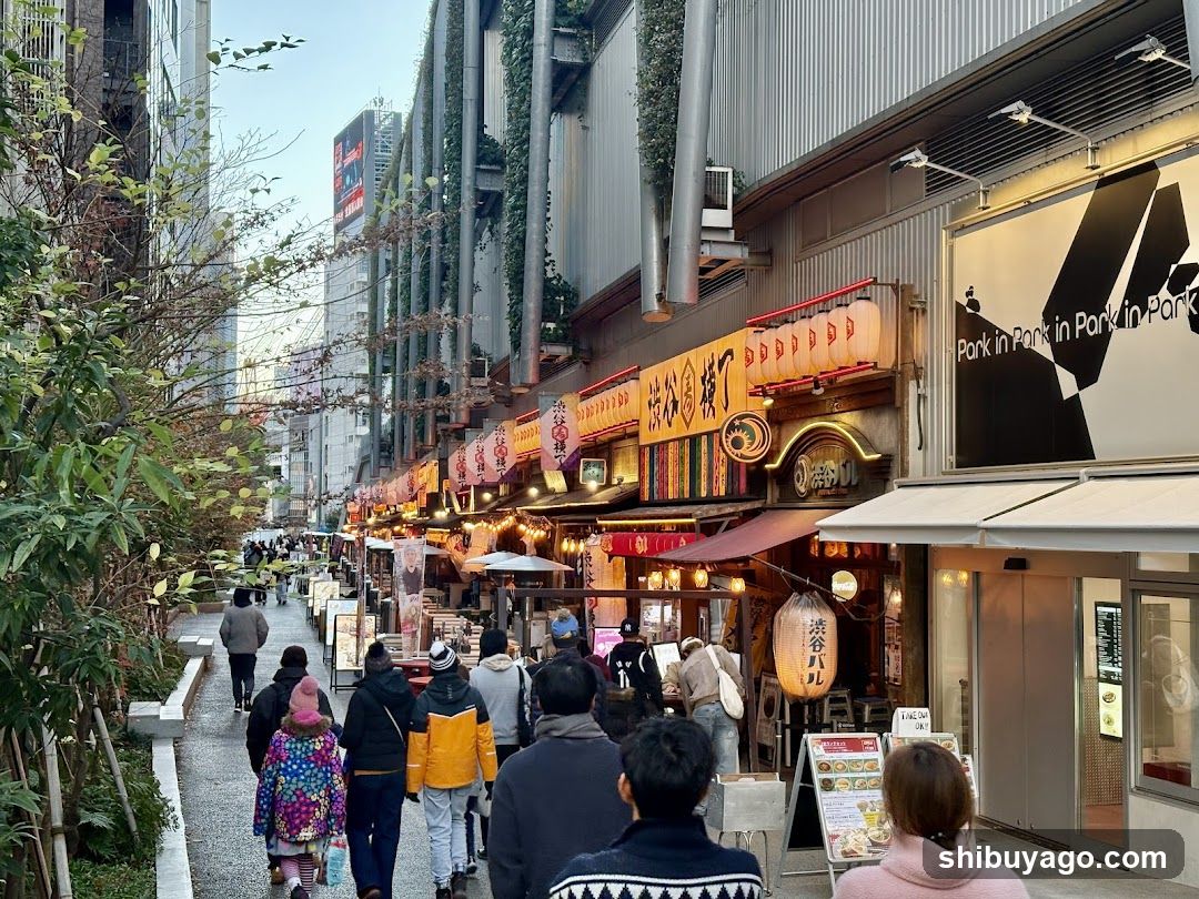 Street scene with shops and pedestrians