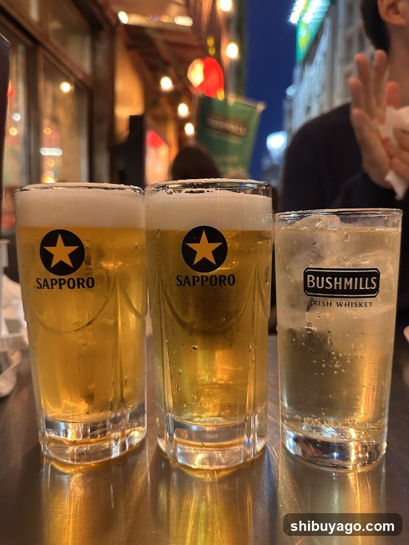 Beer and Whiskey on a Bar Counter