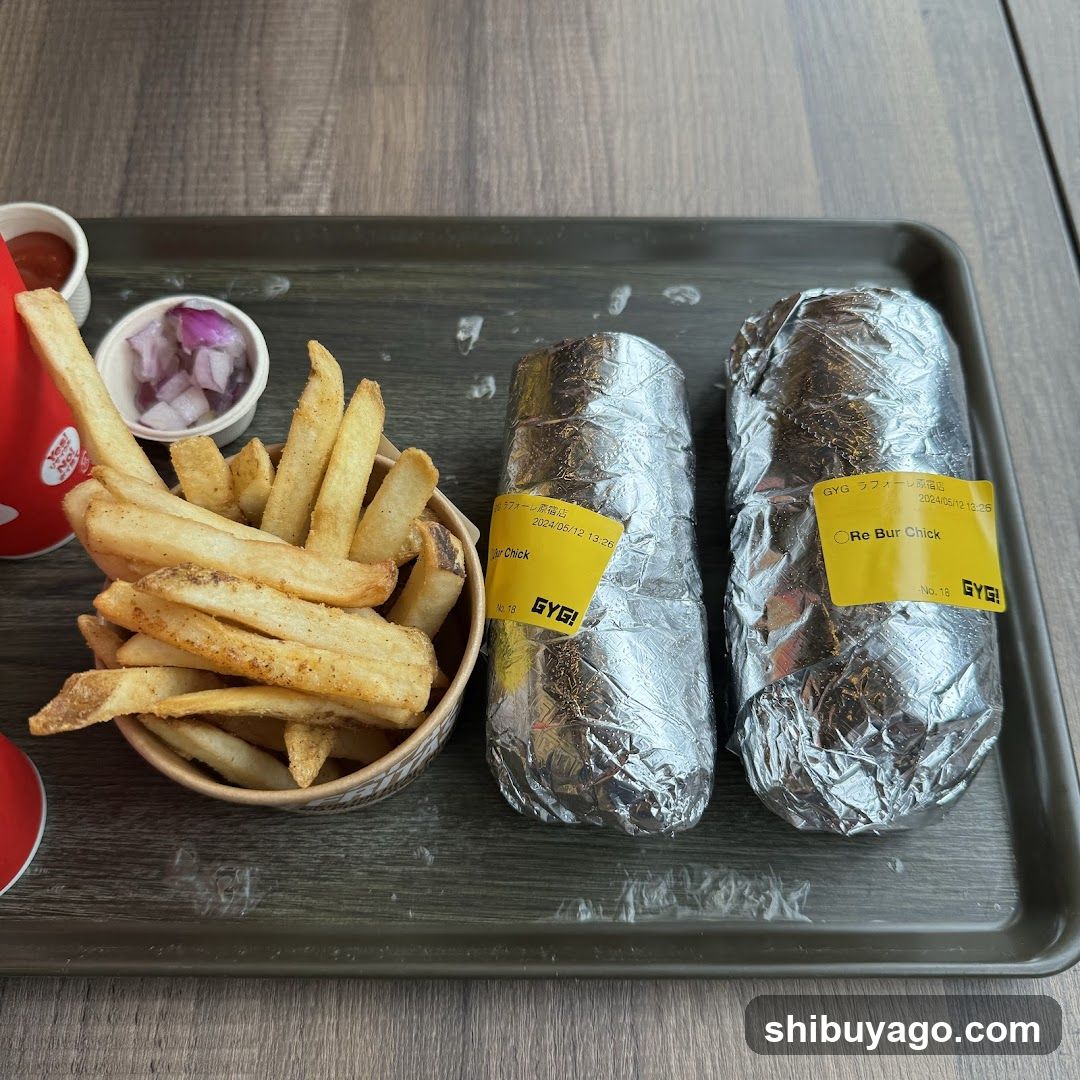 Food Tray with Wraps and Fries