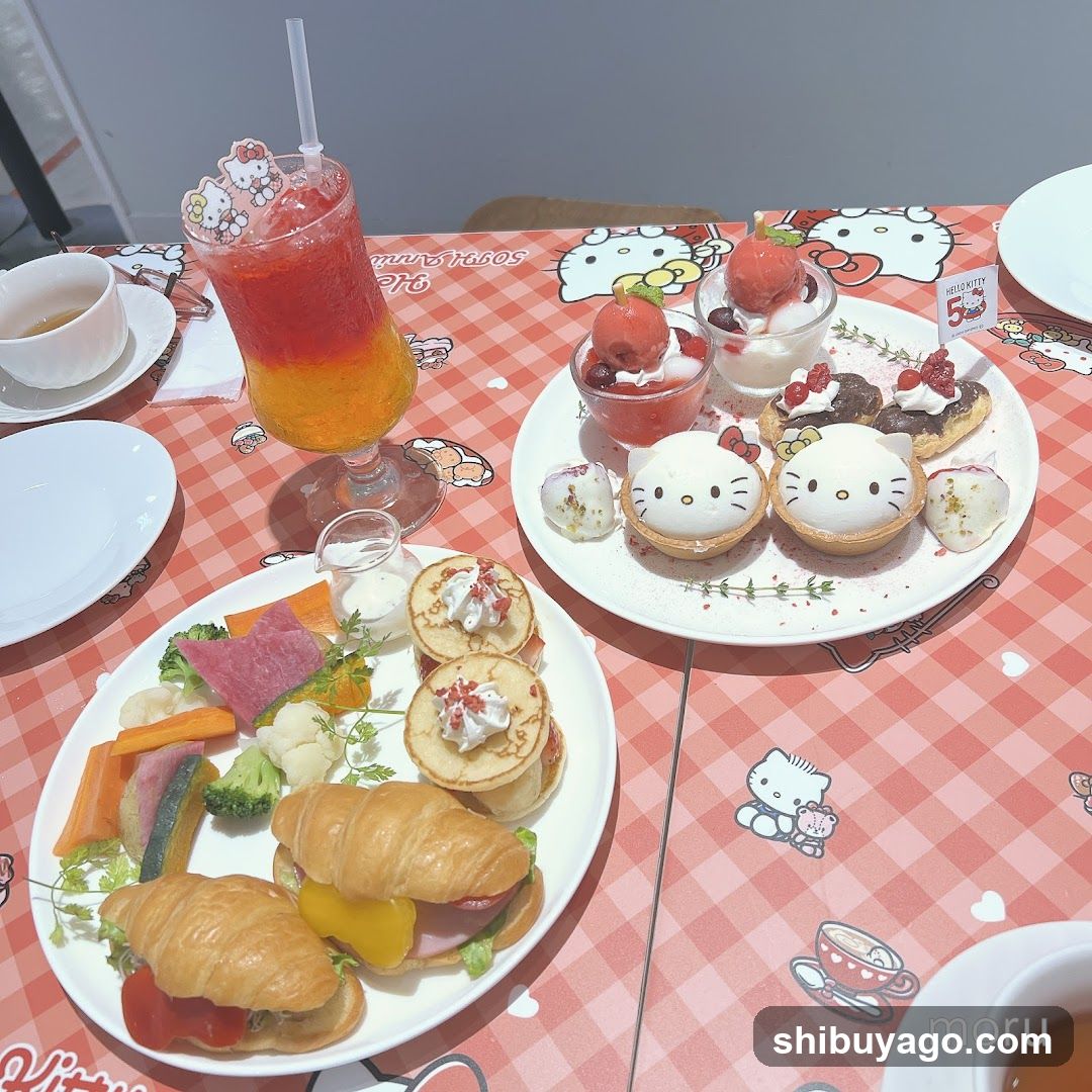 Hello Kitty Themed Dessert and Drink Spread