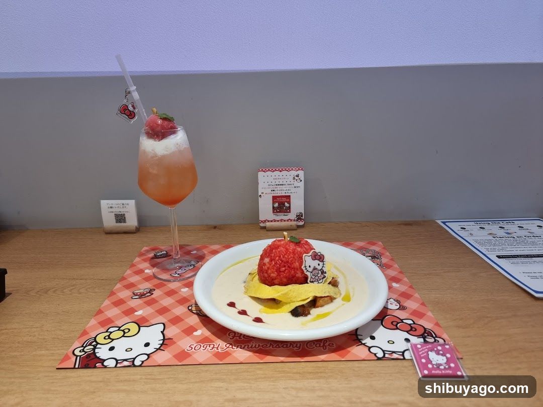 Hello Kitty themed food and drink display