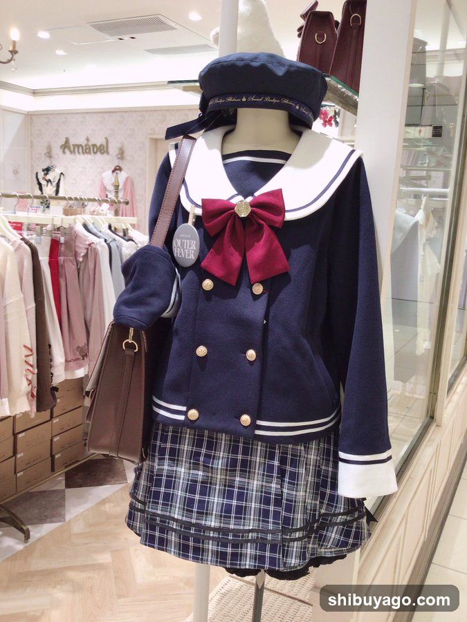 Sailor-style outfit display in store