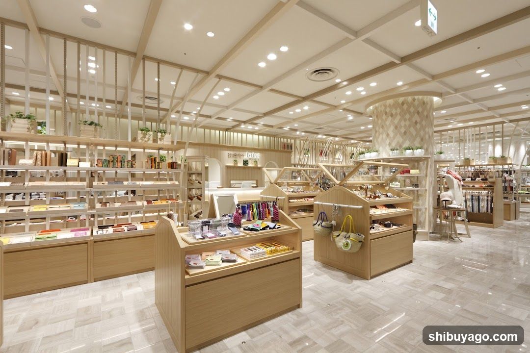 Interior of a light wood retail store