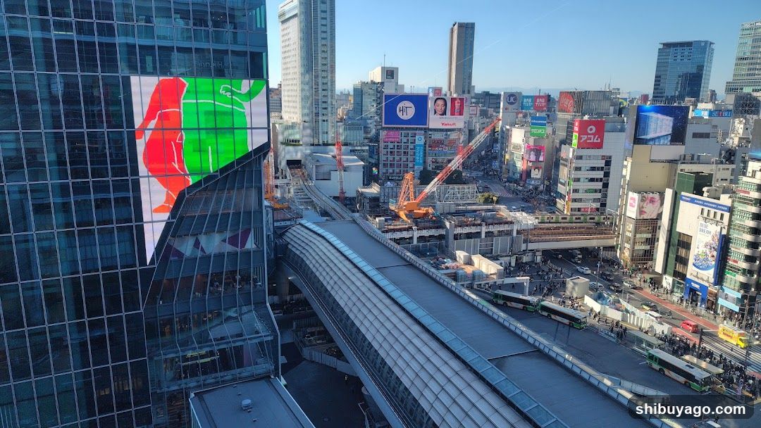 Urban Skyline with Construction and Digital Billboards