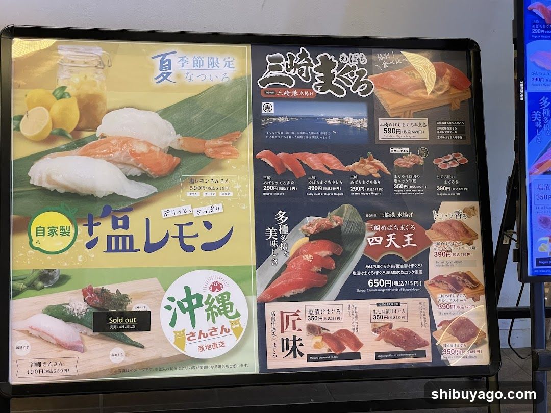 Sushi Menu Display Board