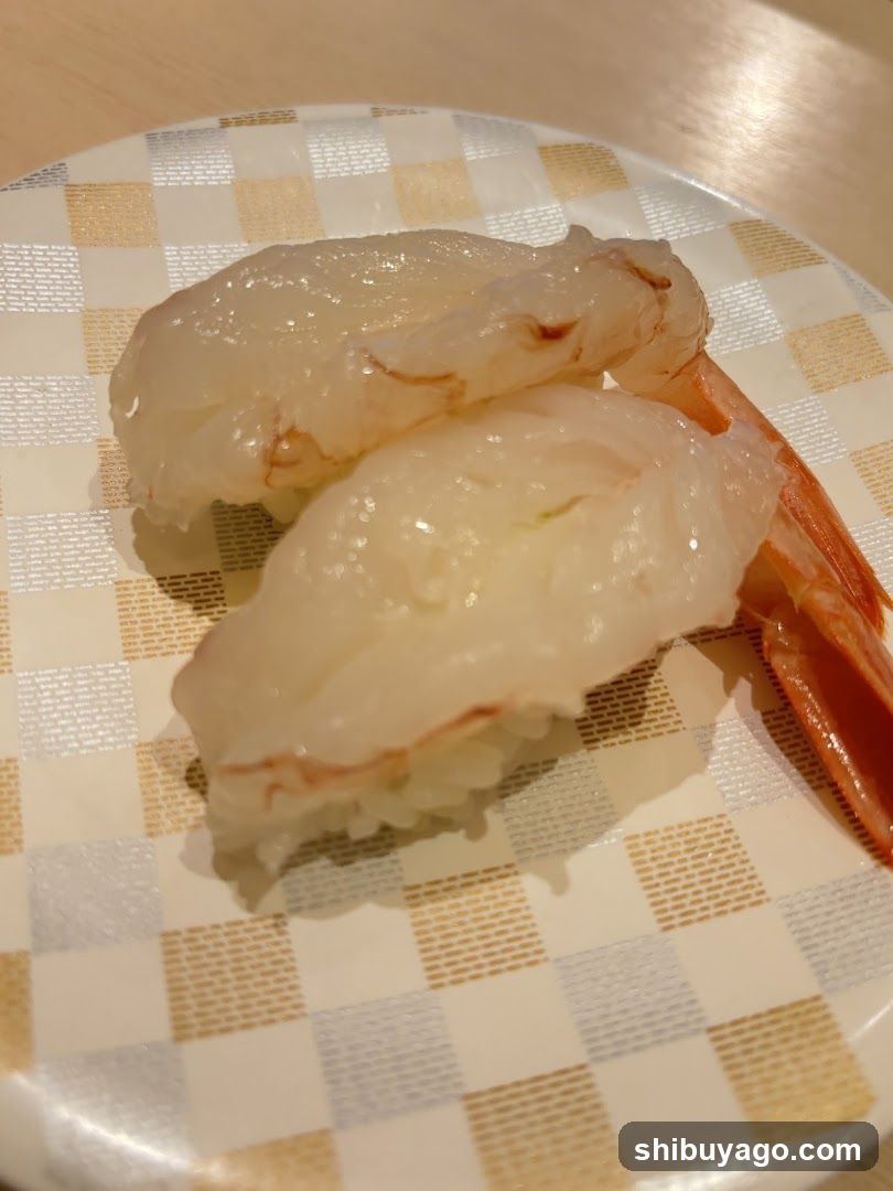 Shrimp Sushi on Checkered Plate